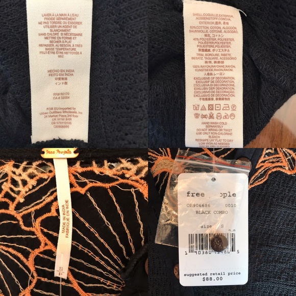 Free People NWT Easy Breezy Floral Appliqué Henley - Picture 7 of 7